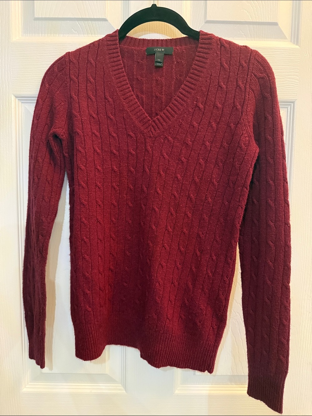 J. Crew Women’s Cable-Knit V-Neck Fitted Sweater - Wine Red